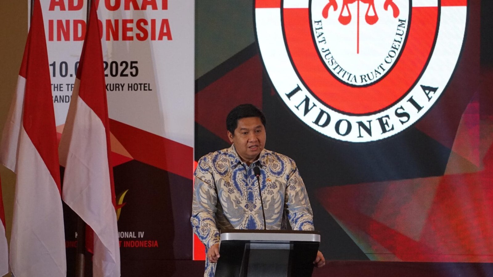 Menteri PKP Maruarar Sirait saat memberi sambutan dalam acara Kongres Advokad Indonesia ,(KAI) ( foto,: pkp/ ristyan)