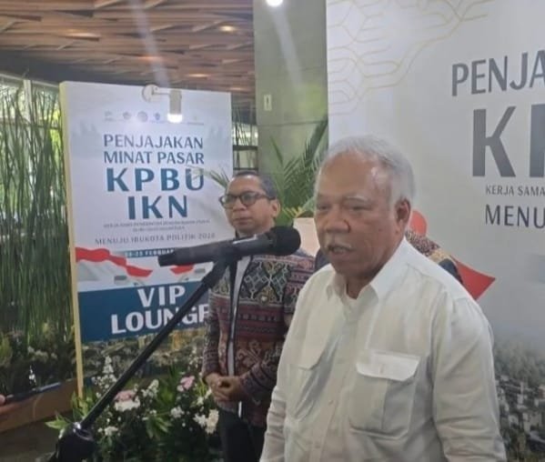 Kepala Otorita IKN,Basuki Hadimuljono saat jumpa pers di Jakarta ( foto : SPN )