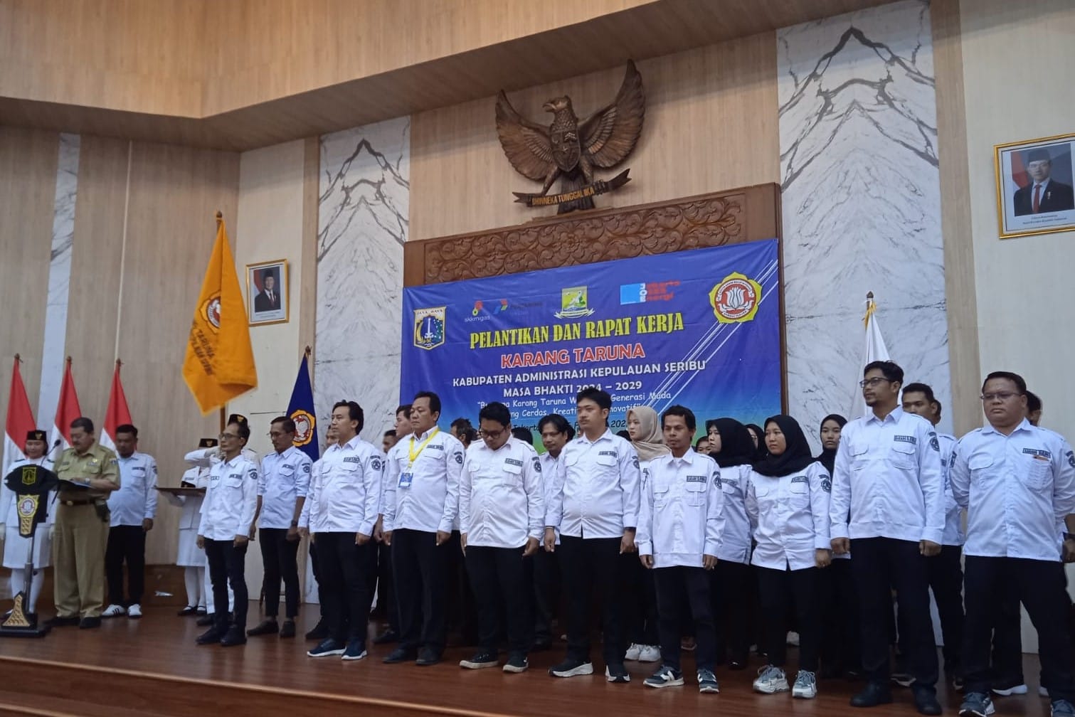 pengukuhan pengurus Karang Taruna Kabupaten Kepulauan Seribu periode 2024-2029, yang digelar di Ruang Penyu, Gedung Mitra Praja, Jakarta, Senin (24/02/2025).