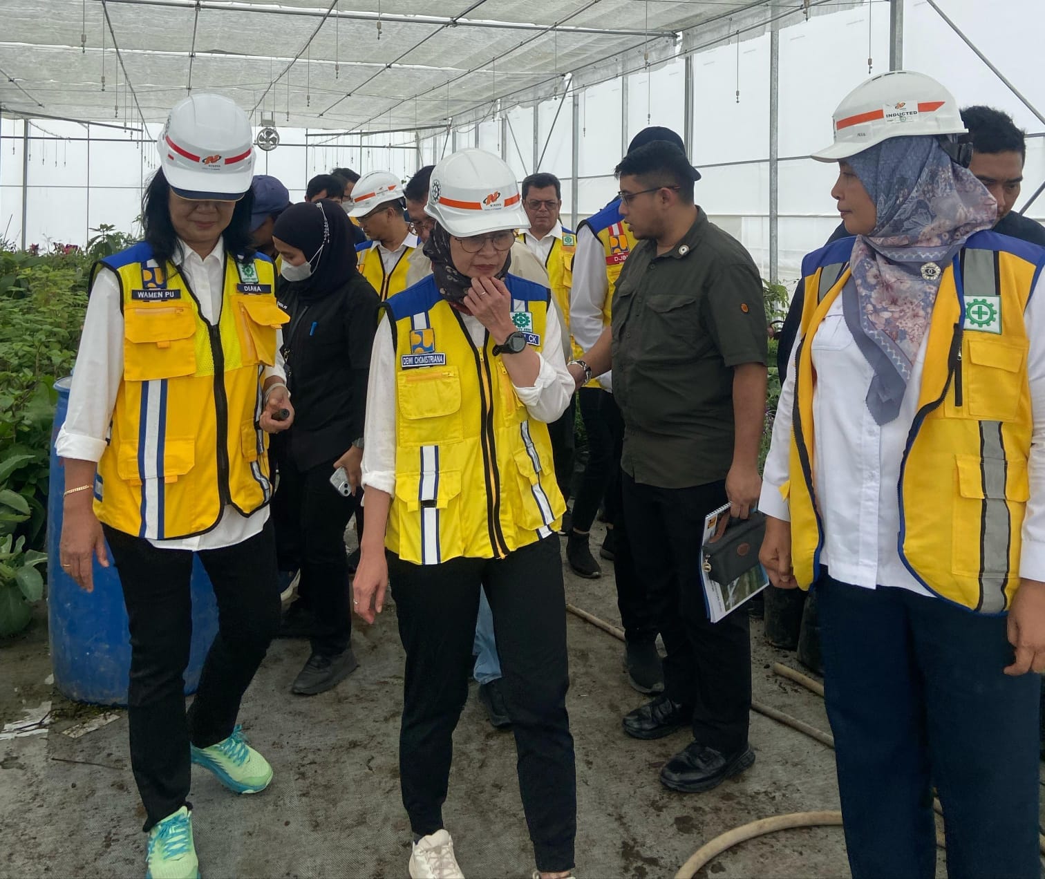 Wamen Diana ( paling kiri ) saat meninjau Taman Saint Teknologi Holtikultura di Sumatera Utara ( foto : birkom PU )