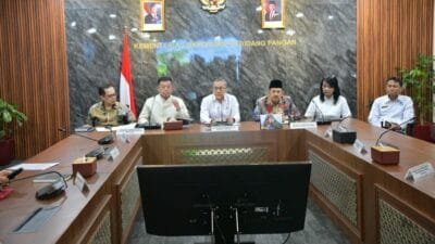 Rakor bidang pangan membahas Pengendalian Alih Fungsi Lahan Sawah ( foto: birkom pu)