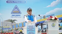 Direktur Utama PT Jasamarga ( persero ) Subakti Sukur saat berbicara pada kick off Siaga Operasional Idulfitri ( foto: JM )