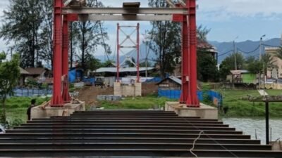 Jembatan Gantung Gp Lamseupeung–Gp Lambhuk Banda Aceh Segera Dirampungkan (foto: birkom PU )