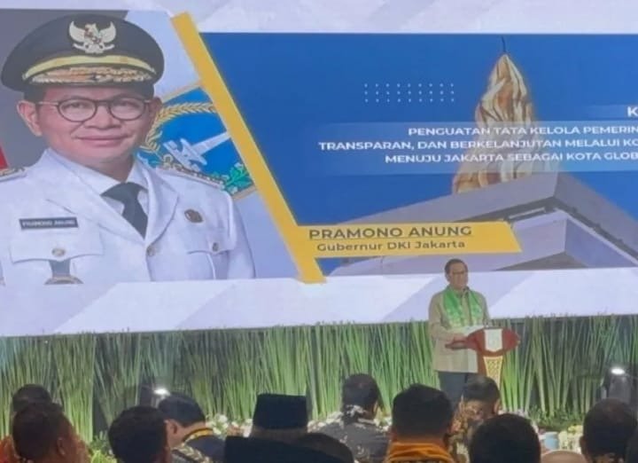 Gubernur DKi pramono Anung saat kata sambutan pada Rakor Pemberantasan Korupsi ( foto: dok pemda )