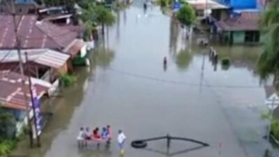 Banjir yang melanda Kota dan Kabupaten Sorong sejak minggu (14/9) foto: birkom pu