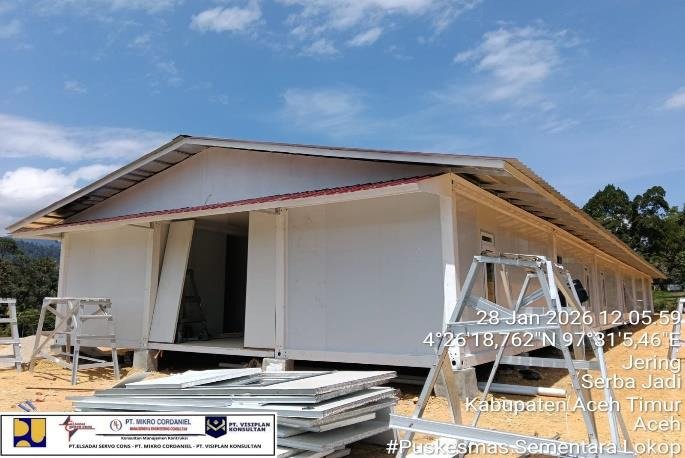 Kementerian PU Bangun Puskesmas Darurat di Aceh (Foto : Birkom PU)