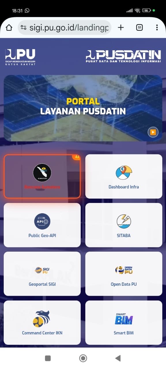 Dasboard Real-time penanganan bencana (Foto : birkom PU)