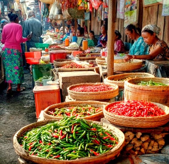 Suasana Lapak Cabe di Pagi Hari Pasar Youtefa Abepura