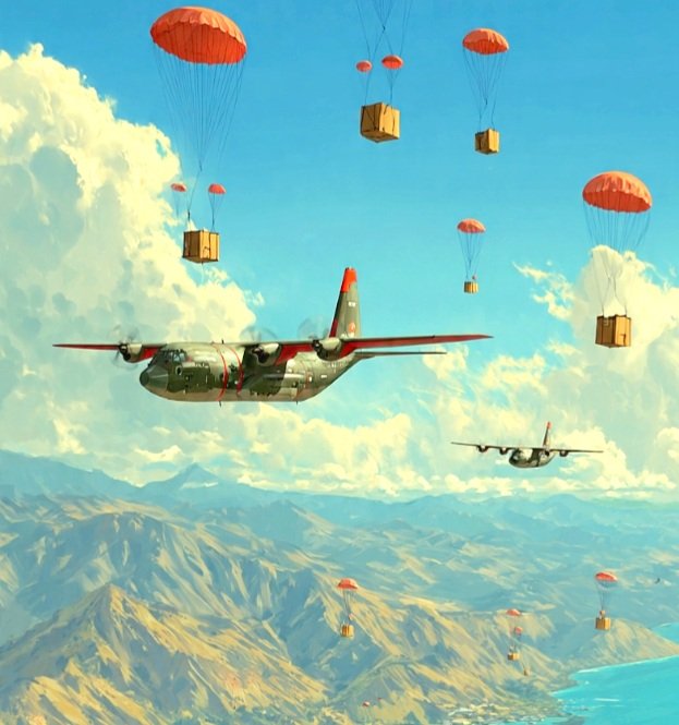 Ilustrasi Pesawat TNI AU Sedang Mengangkut dan Menurunkan Bantuan unutk Korban Gempa NTT di Wilayah Labuhan Bajo dan Maumere