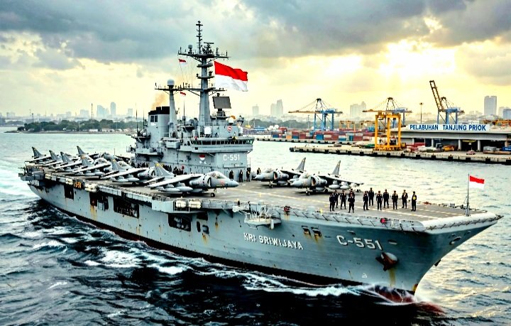 Screenshot_20260918-121736_WhatsApp (Foto Ilustrasi) Kapal Induk Giuseppe Garibaldi Yang Tiba di Tanjung Priok Jakarta, Jumat 18 Sep 2026. Kini Jadi KRI Sriwijaya, Kapal Induk Pertama RI Hibah Dari Italia.