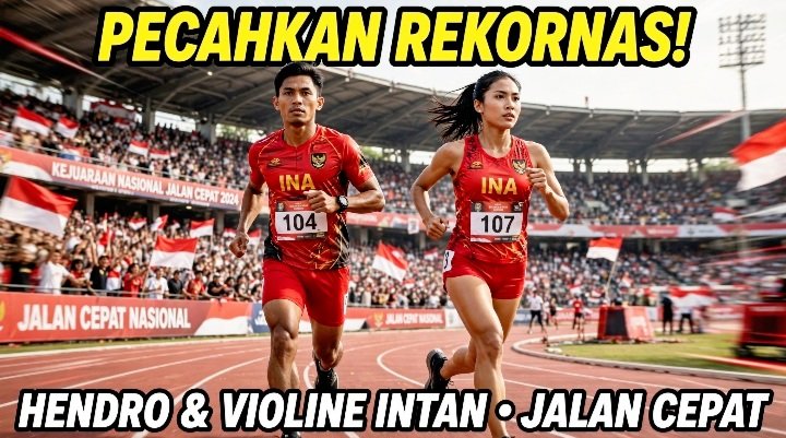 Foto Ilustras, Hendro Yap Pecahkan Rekornas 50km 4 jam 32.20 detik di Asian Games 2018, Violine Intan Puspita Cetak PB 1:53.14 di Asian Games 2022 Hangzhou. Prestasi Jalan Cepat Indonesia.