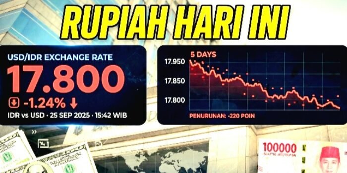 Nilai Tukar Rupiah Terhadap Dolar AS Hari Ini Jumat 25 September 2026 Melemah ke Level Rp17.800-an.