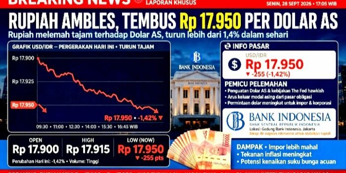 Rupiah Depresiasi Tembus Rp 17.950 Hari Ini, Dipicu The Fed & Geopolitik.