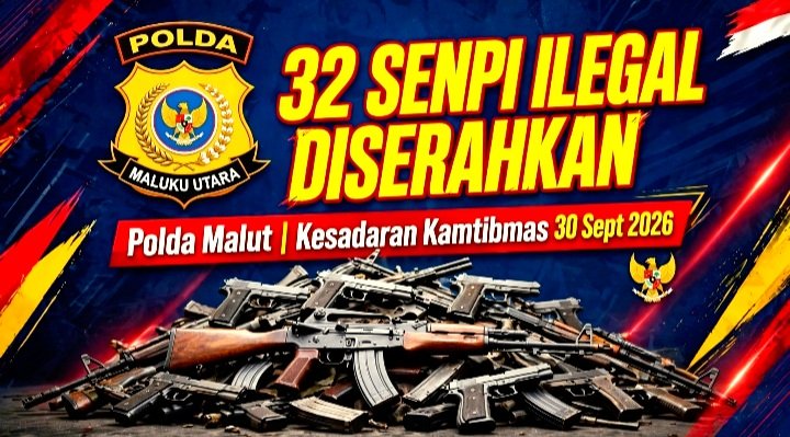 Polda Maluku Utara Terima 32 Senpi Ilegal dan 358 Amunisi Secara Sukarela Dari Masyarakat Halmahera dan Morotai. Kapolda Irjen Arif Budiman Apresiasi Kesadaran Kamtibmas. (Ilustrasi Senjata Ilegal)