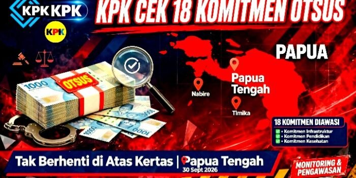 KPK Evaluasi 18 Komitmen Perbaikan Tata Kelola Dana Otsus Papua Tengah di Nabire 30 Sept 2026. Pastikan Labeling, Basis Data OAP dan Transparansi Terwujud.