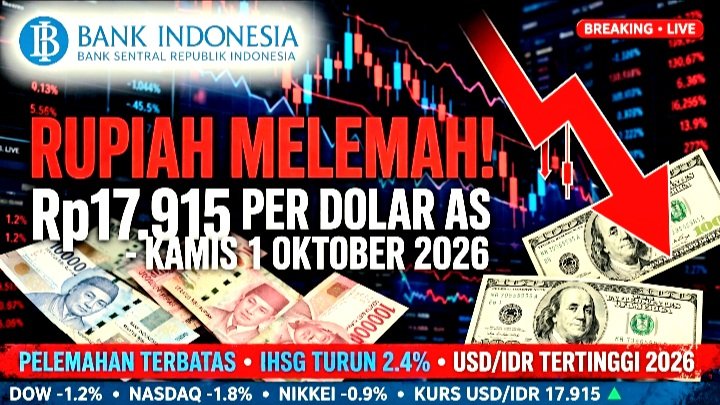 Screenshot_20261001-120630_WhatsApp Rupiah Melemah! Nilai Tukar Rupiah Hari Ini Kamis 1 Oktober 2026 Terkikis ke Rp17.915 per Dolar AS.