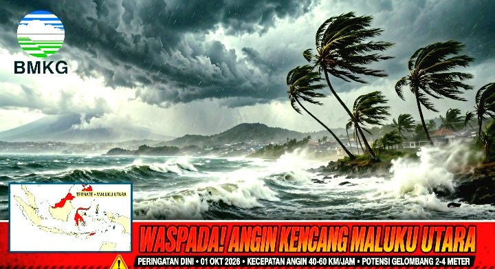 Screenshot_20261001-144432_WhatsApp BMKG Ternate Keluarkan Peringatan Dini Angin Kencang Maluku Utara 1-7 Oktober 2026. 10 Wilayah Termasuk Ternate, Tidore, Morotai Diminta Waspada.
