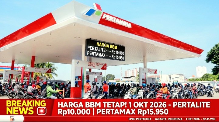 Screenshot_20261001-165300_WhatsApp Resmi, Pertamina Patra Niaga Umumkan Harga BBM 1 Oktober 2026 Tidak Berubah. Pertalite Rp10.000, Biosolar Rp6.800, Pertamax Rp15.950.