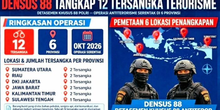 Densus 88 Antiteror Polri Menangkap 12 Tersangka Terorisme di 6 Provinsi. Terafiliasi Daulah Islamiyah, Temuan Latihan Tembak dan Fisik. ( Foto Ilustrasi).