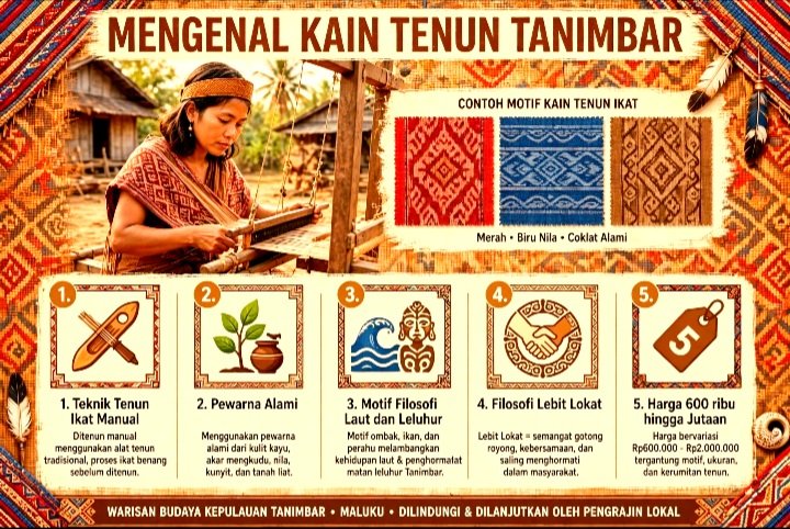 Screenshot_20261004-212819_WhatsApp Mengenal Kain Tenun Tanimbar, Warisan Budaya Kepulauan Tanimbar Maluku. Dibuat Manual Dengan Pewarna Alami, Motif Filosofi Laut dan Leluhur, Harga Hingga Jutaan.