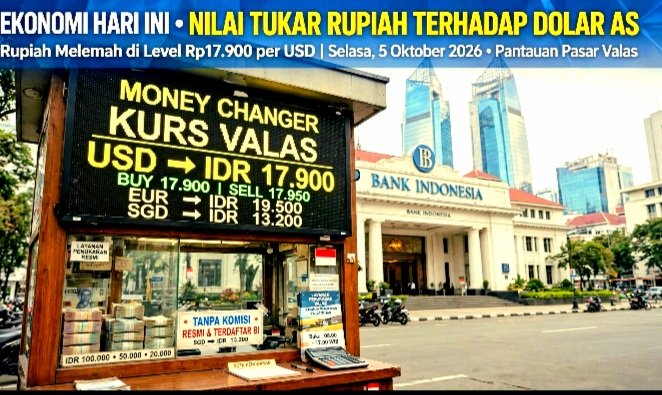 Nilai Tukar Rupiah Terhadap Dolar AS Hari Ini Senin 5 Oktober 2026 Diprediksi Melemah di Rp17.880-Rp17.930.