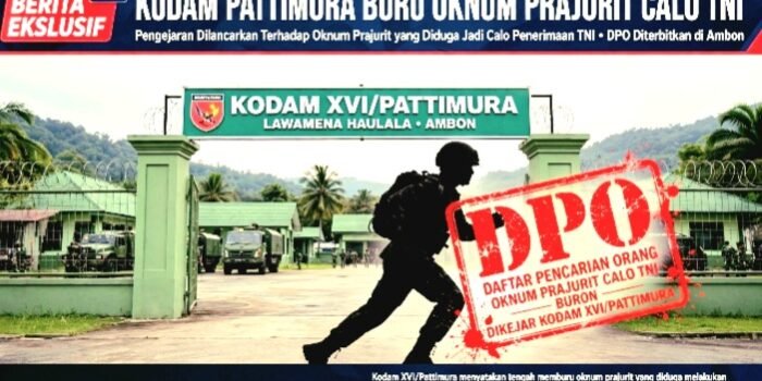 Kodam XV/Pattimura Buru Oknum Prajurit Serma S.U Terduga Calo Penerimaan TNI AD Tamtama 2026 di Kepulauan Sula. Kerugian Rp112 Juta, Kini DPO Pomdam. (Foto Ilustras)