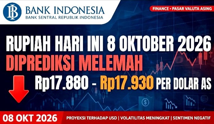 Rupiah Hari Ini Kamis 8 Oktober 2026 Diprediksi Fluktuatif dan Ditutup Melemah di Rentang Rp17.880-Rp17.930 Per Dolar AS Menurut Analis.