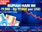 Nilai Tukar Rupiah Terhadap Dolar AS Hari Ini Jumat 9 Oktober 2026 Diprediksi Fluktuatif di Rp 17.910-17.950.