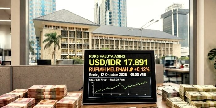 Nilai Tukar Rupiah Terhadap Dolar AS Hari Ini 12 Oktober 2026 di Rp17.891. JISDOR Rp17.884, Proyeksi Rp17.850-Rp17.950.