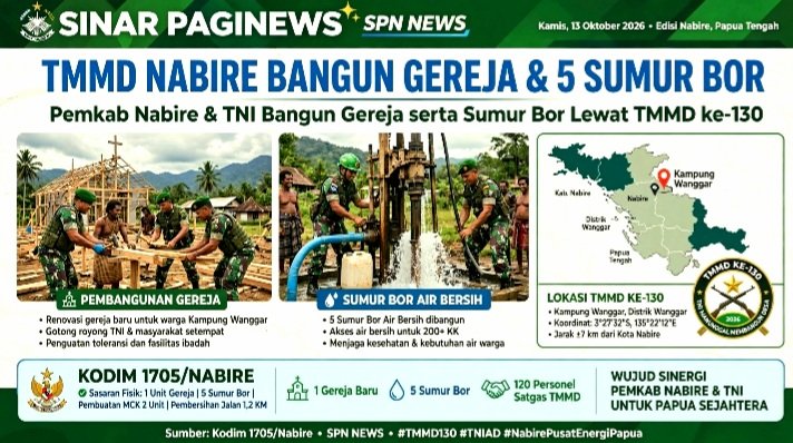 Screenshot_20261013-170417_WhatsApp Pemkab Nabire dan Kodim 1705/Nabire Sinergi Bangun Gereja, 5 Sumur Bor dan 3 RTLH Lewat TMMD Ke-130 di Kampung Wanggar. Libatkan 150 Personel Gabungan TNI-Polri.