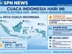 Screenshot_20261015-090442_WhatsApp Cuaca Indonesia Hari Ini Kamis 15 Oktober 2026 BMKG: Cerah Berawan Dominan. Waspada Gelombang Tinggi 4M di Samudra Hindia, Banjir Rob 11 Wilayah Pesisir, Hujan Lebat Aceh Sumut Papua. Badung Bali 27-32°C.