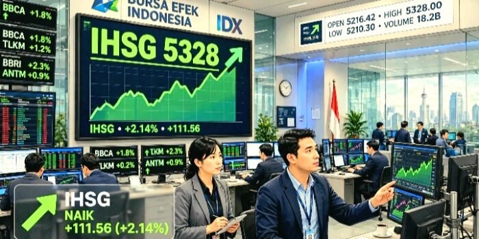 IHSG Menguat 0,94 Persen ke 5.328,3 Rabu 21 Oktober 2026, Prediksi Kamis 22 Oktober Uji 5.400-5.490. Rekomendasi Saham AMRT, BUMI, PTBA, BBNI.