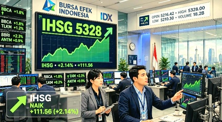Screenshot_20261022-095046_WhatsApp IHSG Menguat 0,94 Persen ke 5.328,3 Rabu 21 Oktober 2026, Prediksi Kamis 22 Oktober Uji 5.400-5.490. Rekomendasi Saham AMRT, BUMI, PTBA, BBNI.
