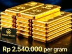 Screenshot_20261026-091734_WhatsApp Harga emas Antam hari ini Senin 26 Oktober 2026 Rp 2.540.000 per gram, buyback Rp 2.335.000. Cek daftar pecahan 0,5 gram hingga 100 gram di sini.