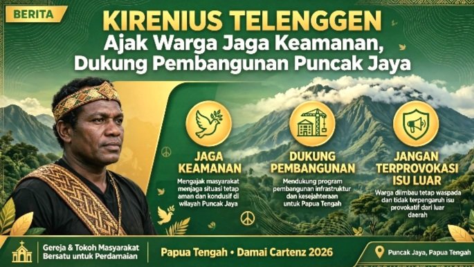 Kirenius Telenggen ajak warga jaga keamanan dan dukung pembangunan Puncak Jaya. Jangan mudah terprovokasi isu dari luar. (Foto Ilustrasi)