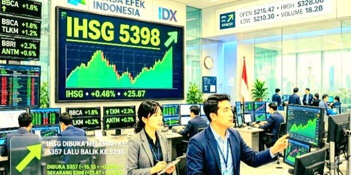 IHSG Buka Merah, Tutup Hijau? IHSG Sempat Anjlok ke 5.357, Lalu Balik ke 5.398.