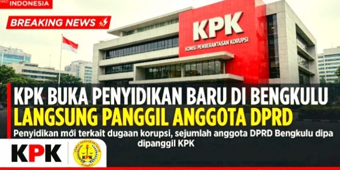 KPK umumkan penyidikan baru dugaan gratifikasi Pemkot Bengkulu 29 Okt 2026. Sprindik Oktober 2026 terbit, langsung panggil saksi VLA anggota DPRD Kota Bengkulu Vinna Ledy Anggraheni.