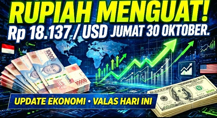 Nilai Tukar Rupiah Hari Ini 30 Oktober 2026 Menguat ke Rp 18.137 - Belum Tembus 19 Ribu
